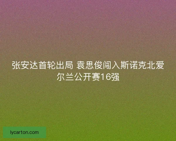 张安达首轮出局 袁思俊闯入斯诺克北爱尔兰公开赛16强