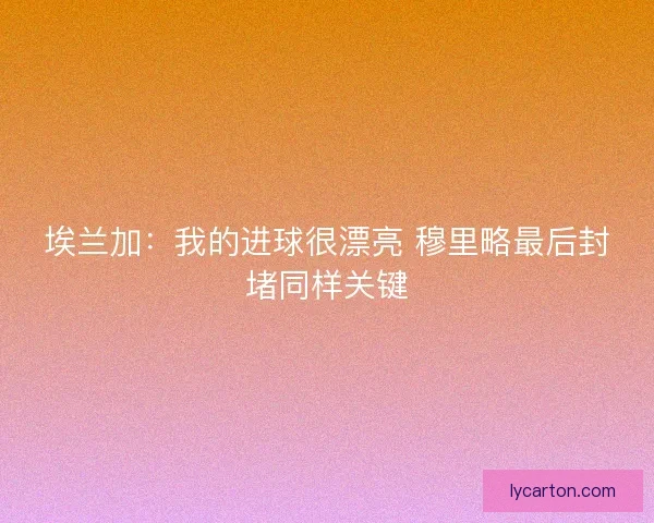 埃兰加：我的进球很漂亮 穆里略最后封堵同样关键